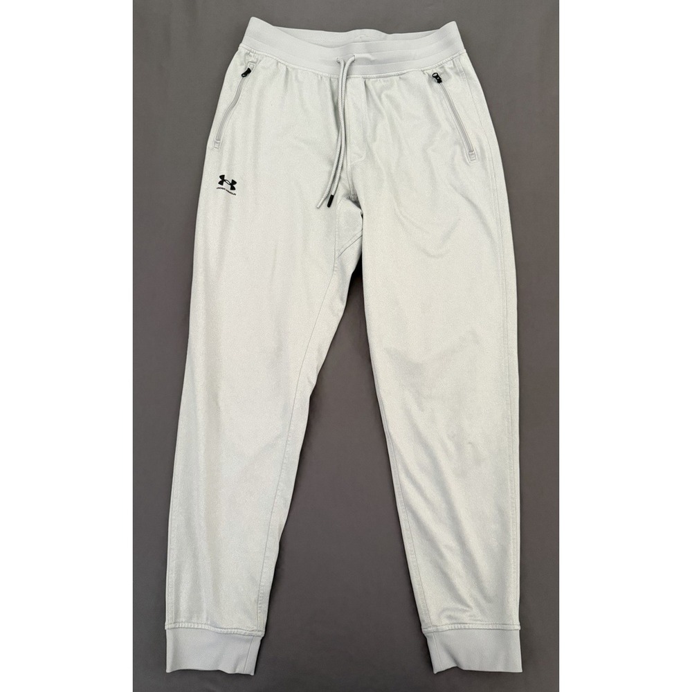 Under Armour Sweatpants Mens Large Gray Knit Jogger Zip Pockets Athletic 1366207